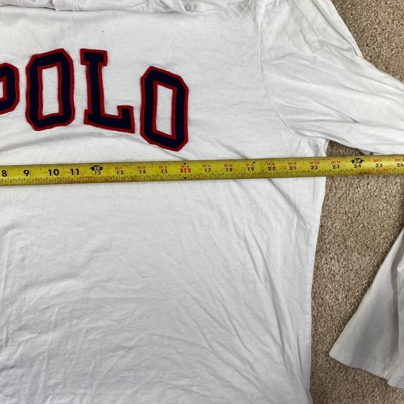 Polo Ralph Lauren White Hoodie Long Sleeve "POLO" Embroidered Men's Large - Picture 4 of 8